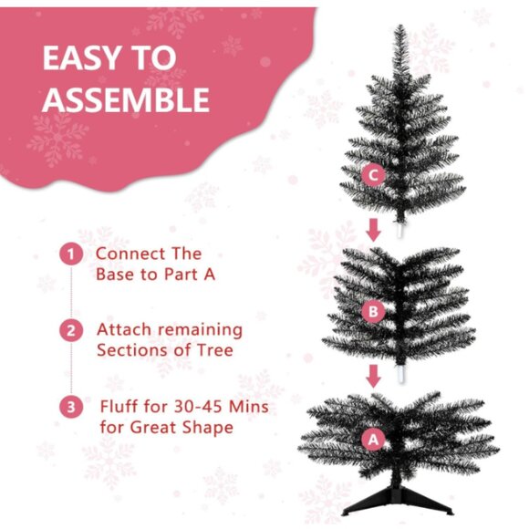 4ft Lighted Halloween Black Christmas Tree - Picture 2 of 2